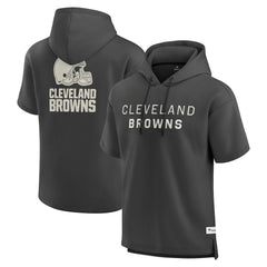 Cleveland Browns Elements Future Ground Lettering Short Sleeve Pullover Hoodie Charcoal
