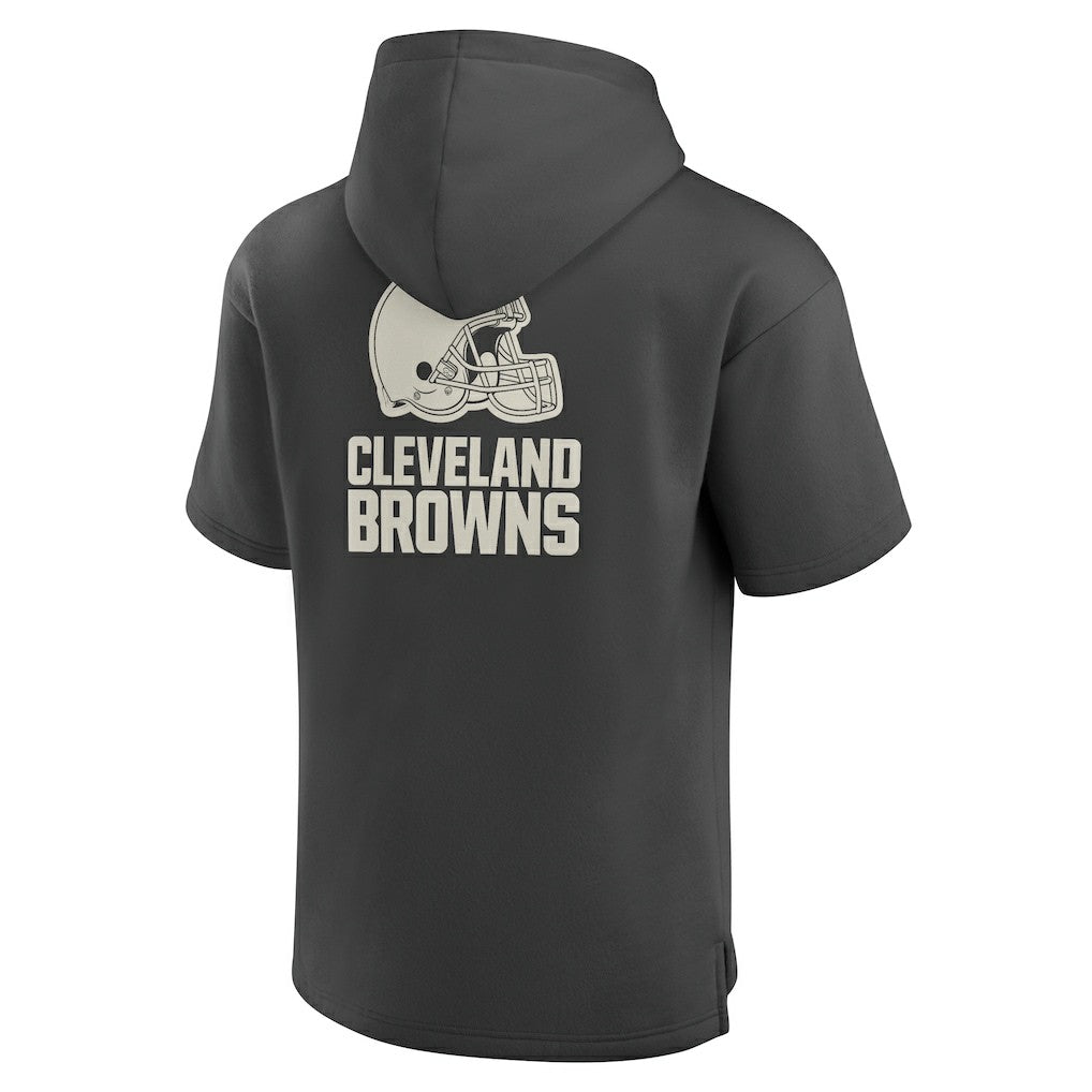 Cleveland Browns Elements Future Ground Lettering Short Sleeve Pullover Hoodie Charcoal