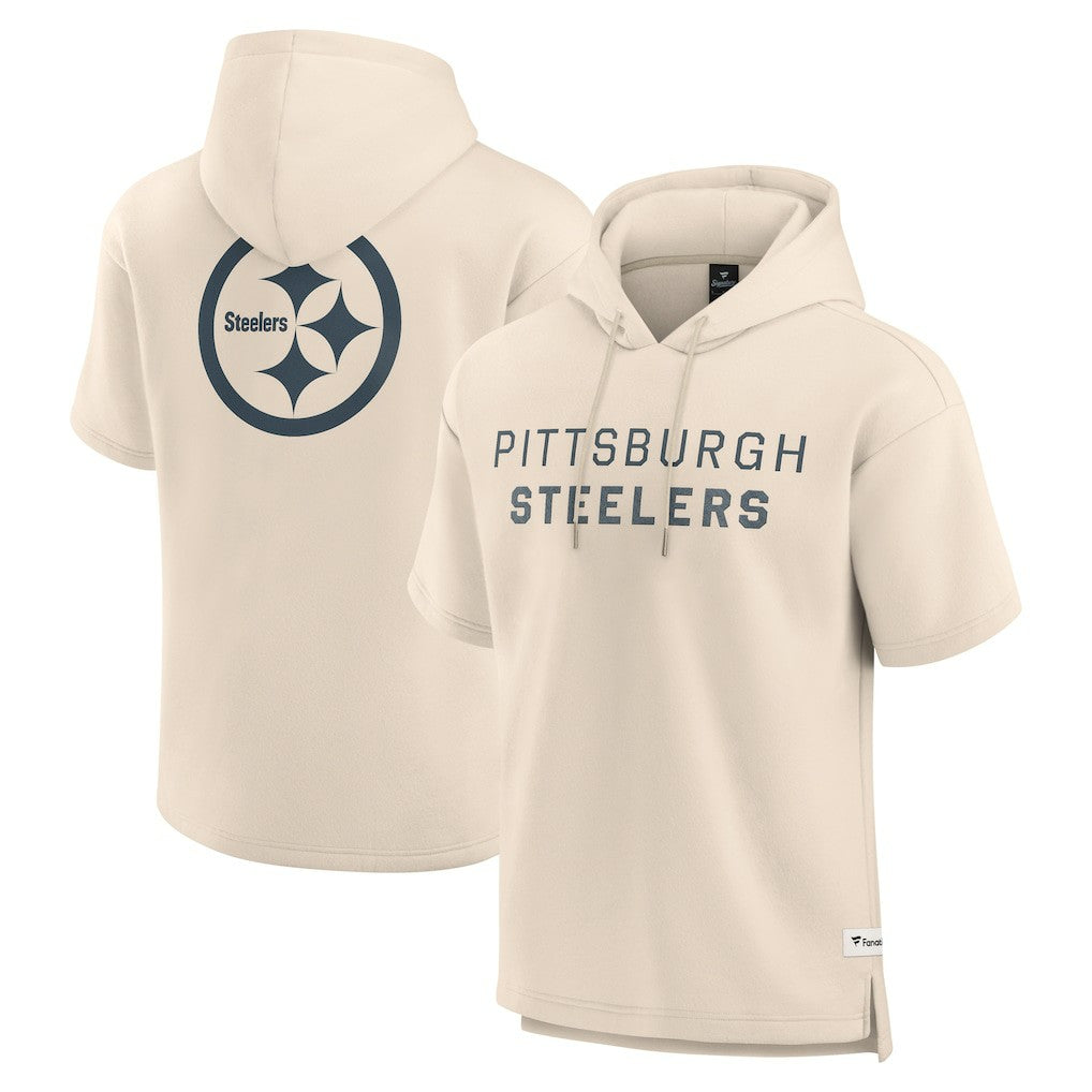Pittsburgh Steelers Elements Future Ground Lettering Short Sleeve Pullover Hoodie Cream