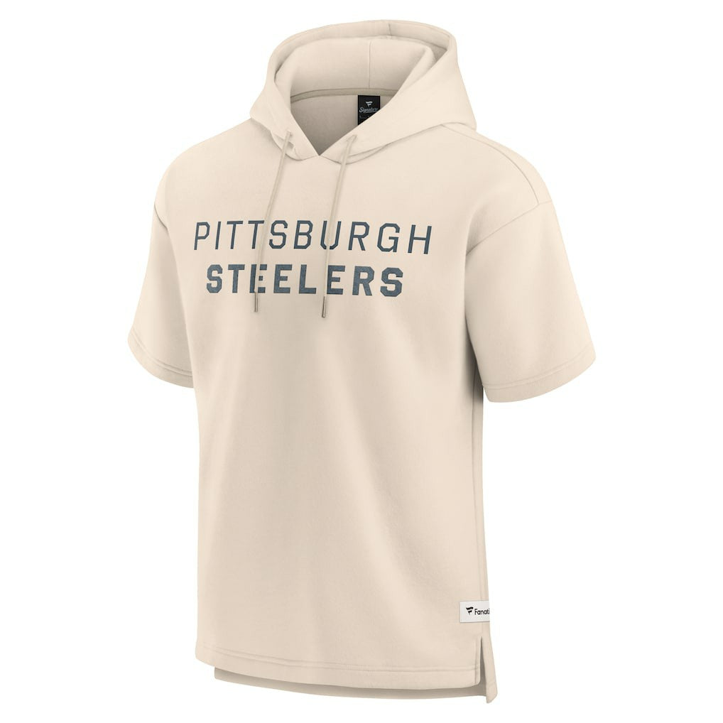 Pittsburgh Steelers Elements Future Ground Lettering Short Sleeve Pullover Hoodie Cream