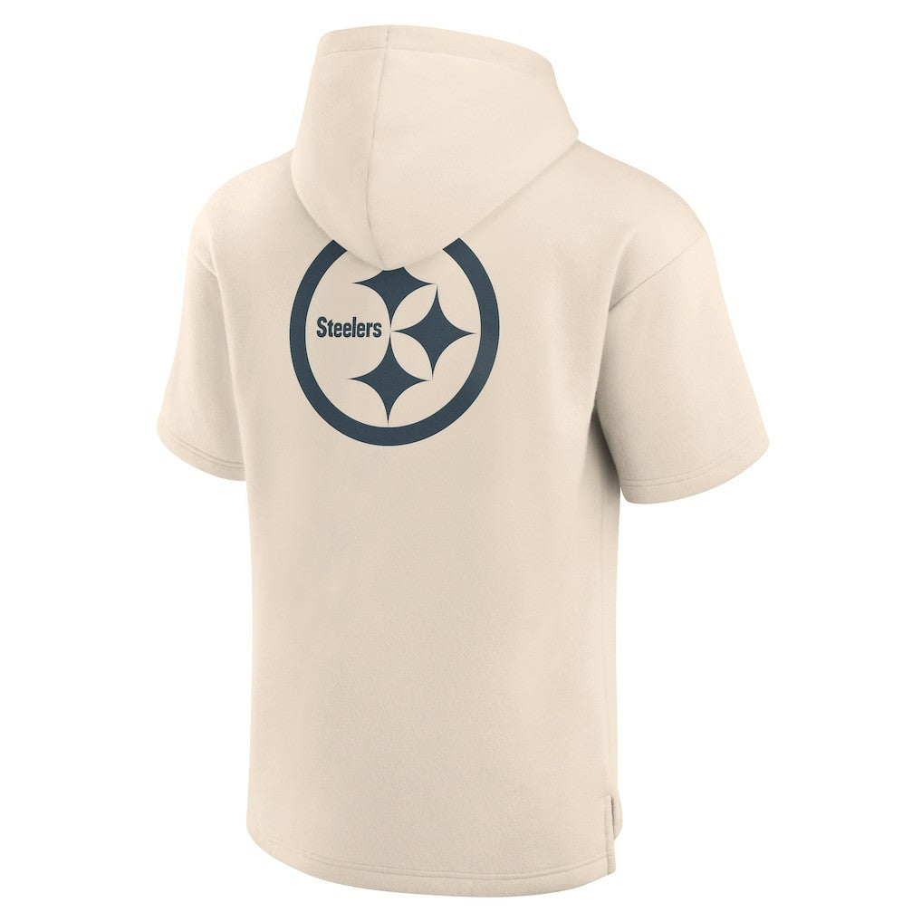 Pittsburgh Steelers Elements Future Ground Lettering Short Sleeve Pullover Hoodie Cream