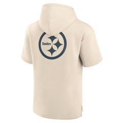 Pittsburgh Steelers Elements Future Ground Lettering Short Sleeve Pullover Hoodie Cream
