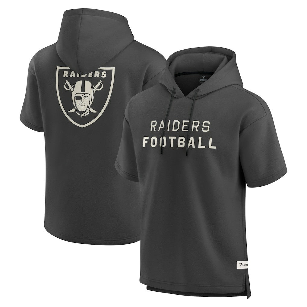 Las Vegas Raiders Elements Future Ground Lettering Short Sleeve Pullover Hoodie Charcoal