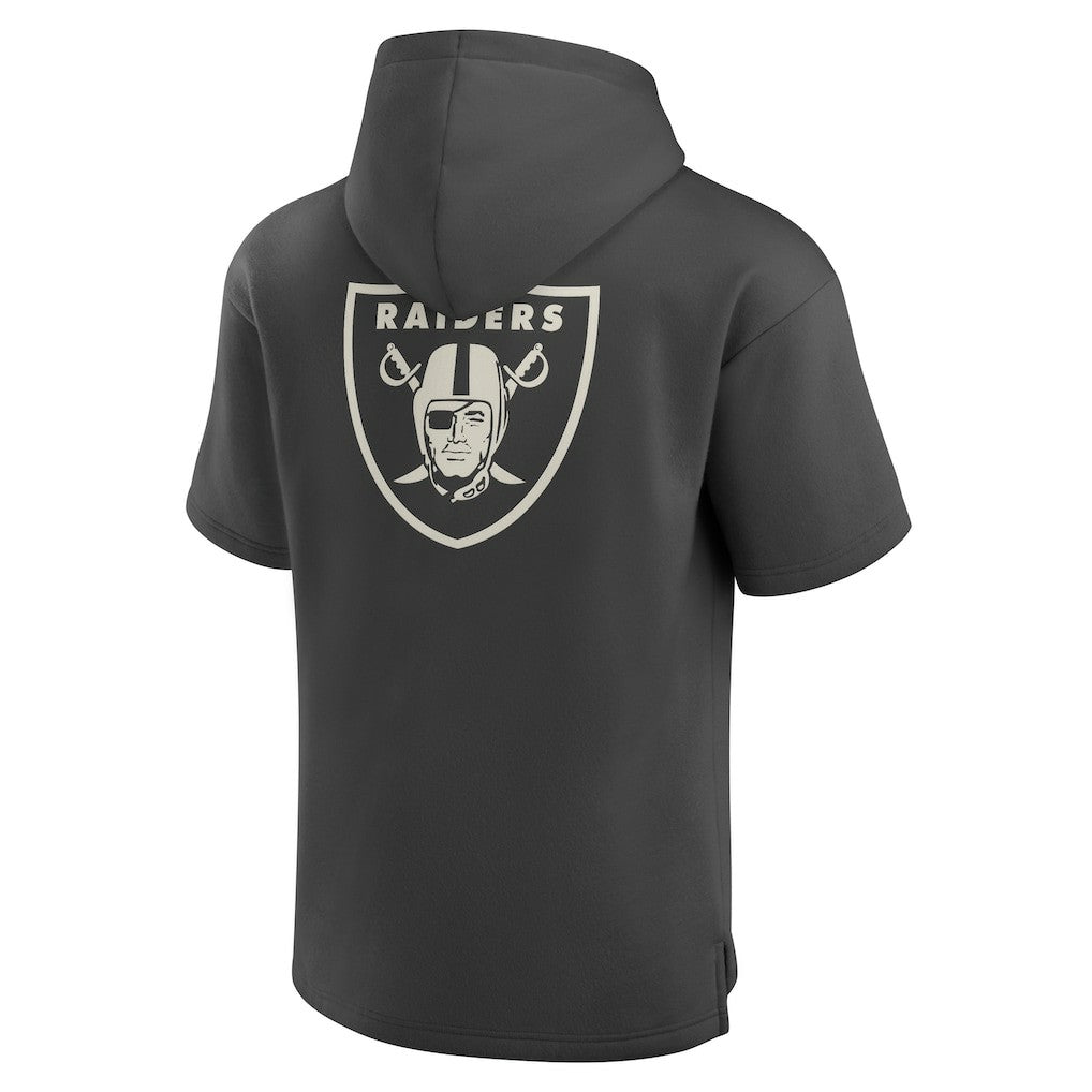 Las Vegas Raiders Elements Future Ground Lettering Short Sleeve Pullover Hoodie Charcoal