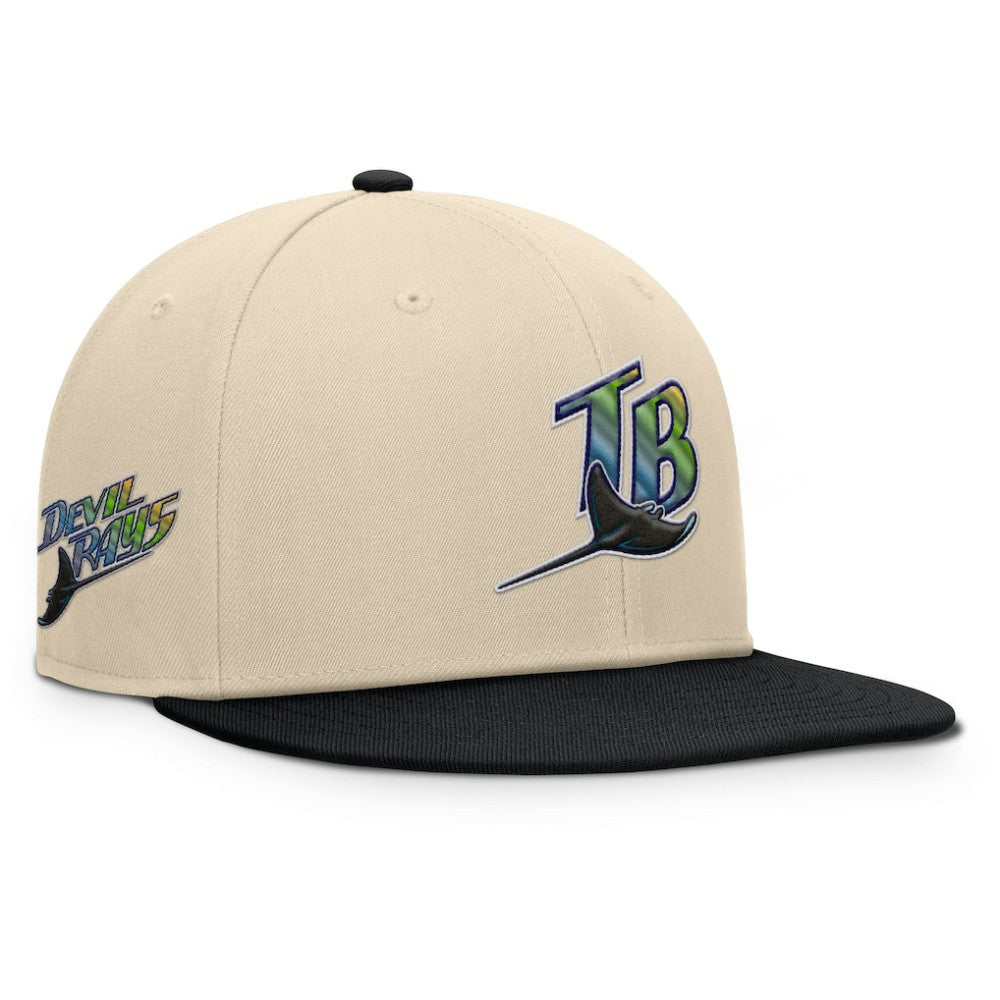 Tampa Bay Rays Fanatics Cooperstown Collection Bounder Snapback Hat - Natural/Black Hats