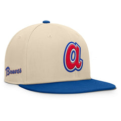 Atlanta Braves Fanatics Cooperstown Collection Bounder Snapback Hat - Natural/Royal Hats