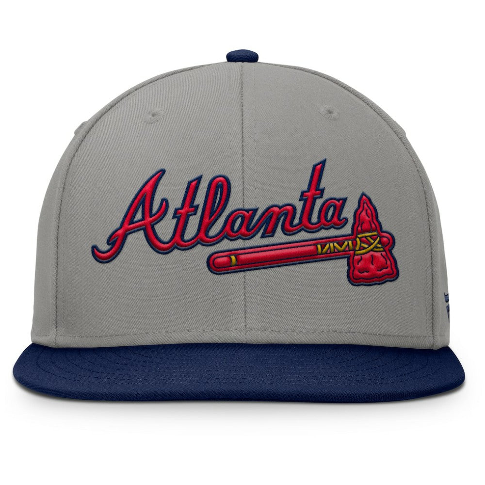 Atlanta Braves Fanatics Clubhouse Dugout Fitted Hat - Gray/Navy Hats