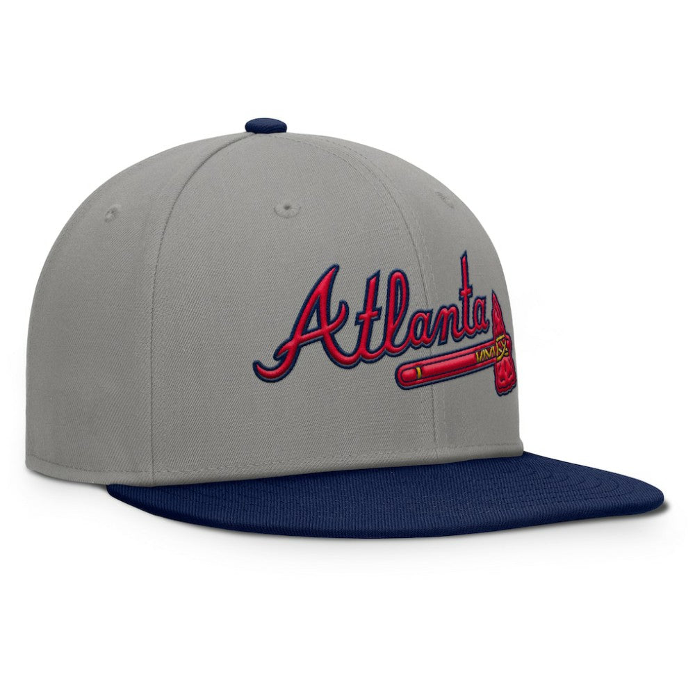 Atlanta Braves Fanatics Clubhouse Dugout Fitted Hat - Gray/Navy Hats