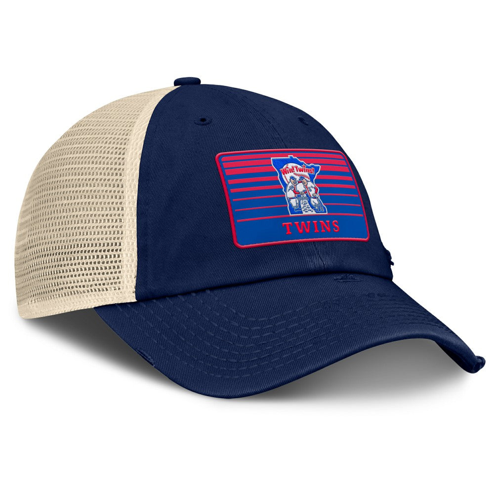 Minnesota Twins Fanatics Cooperstown Collection Eastbound Mesh Adjustable Hat - Navy/Natural Hats