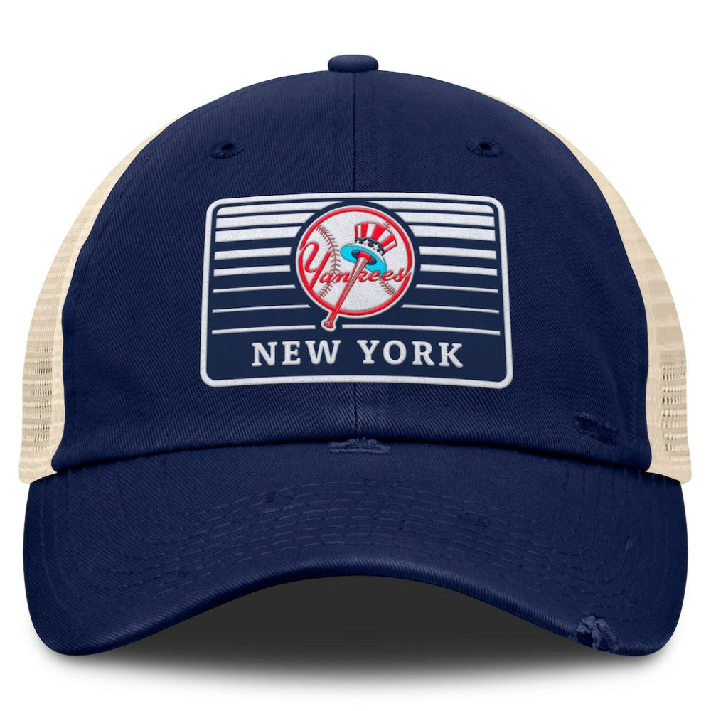 New York Yankees Fanatics Cooperstown Collection Eastbound Mesh Adjustable Hat - Navy/Natural Hats