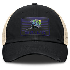 Tampa Bay Rays Fanatics Cooperstown Collection Eastbound Mesh Adjustable Hat - Black/Natural Hats