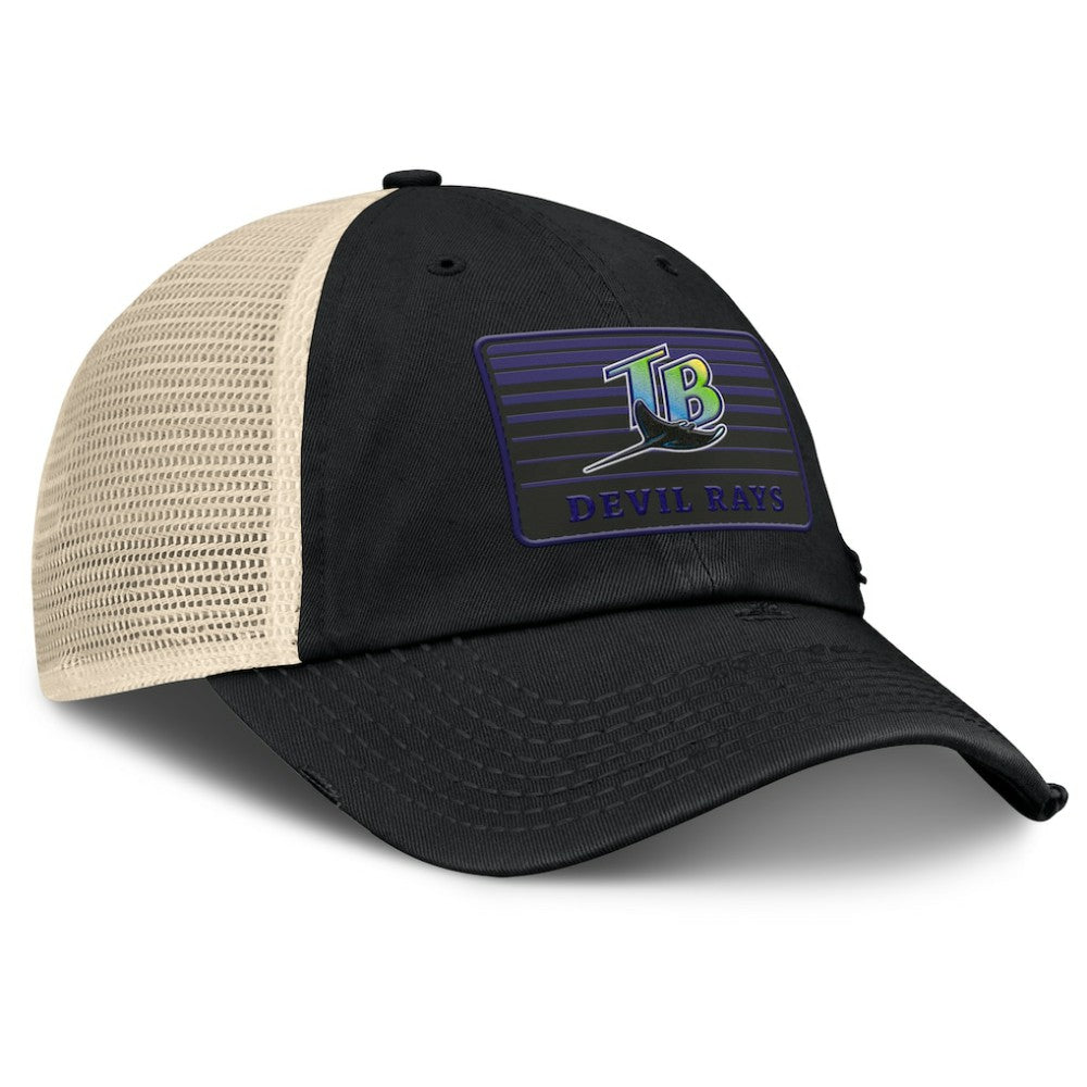 Tampa Bay Rays Fanatics Cooperstown Collection Eastbound Mesh Adjustable Hat - Black/Natural Hats