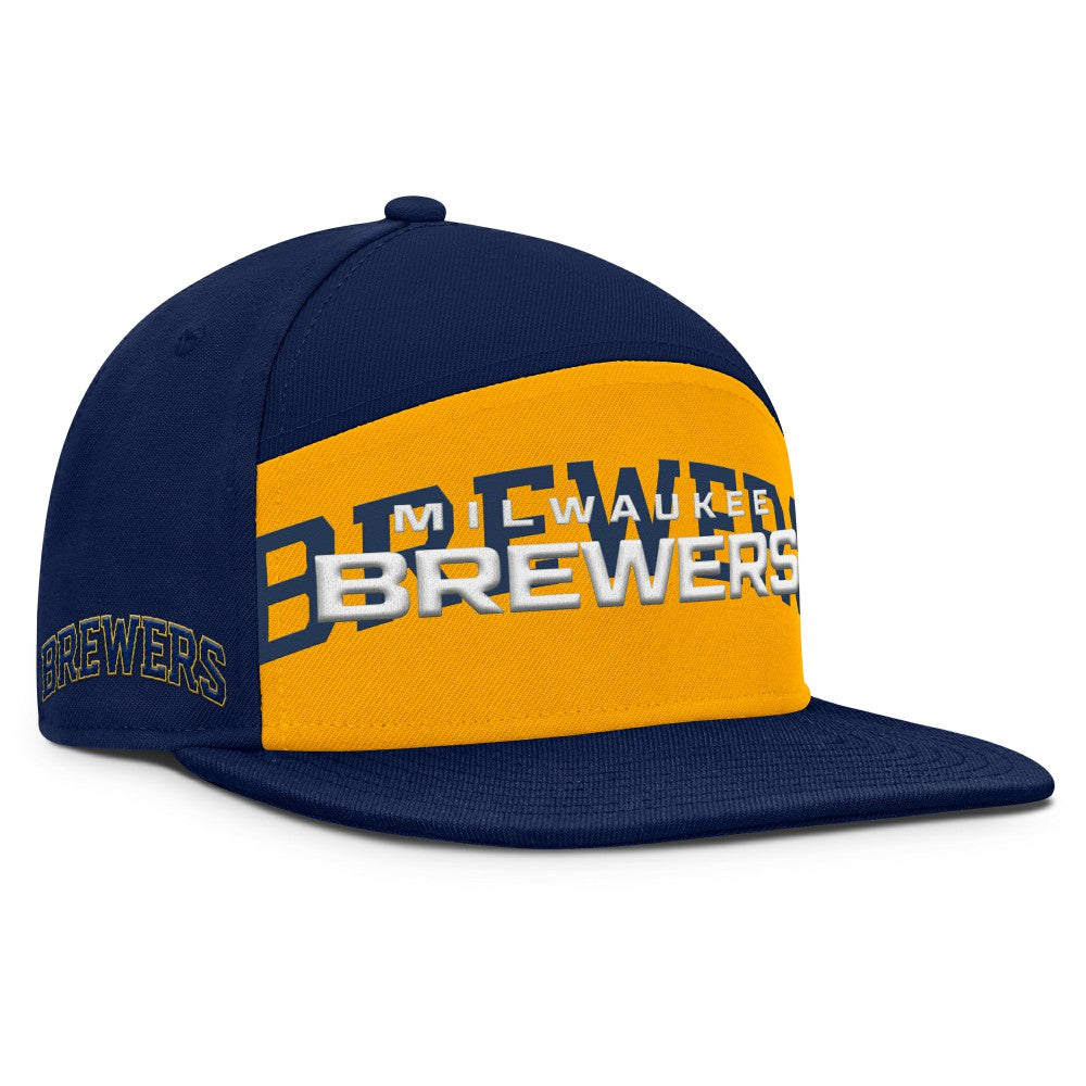 Milwaukee Brewers Fanatics Clubhouse Splitter Snapback Hat - Navy/Gold Hats