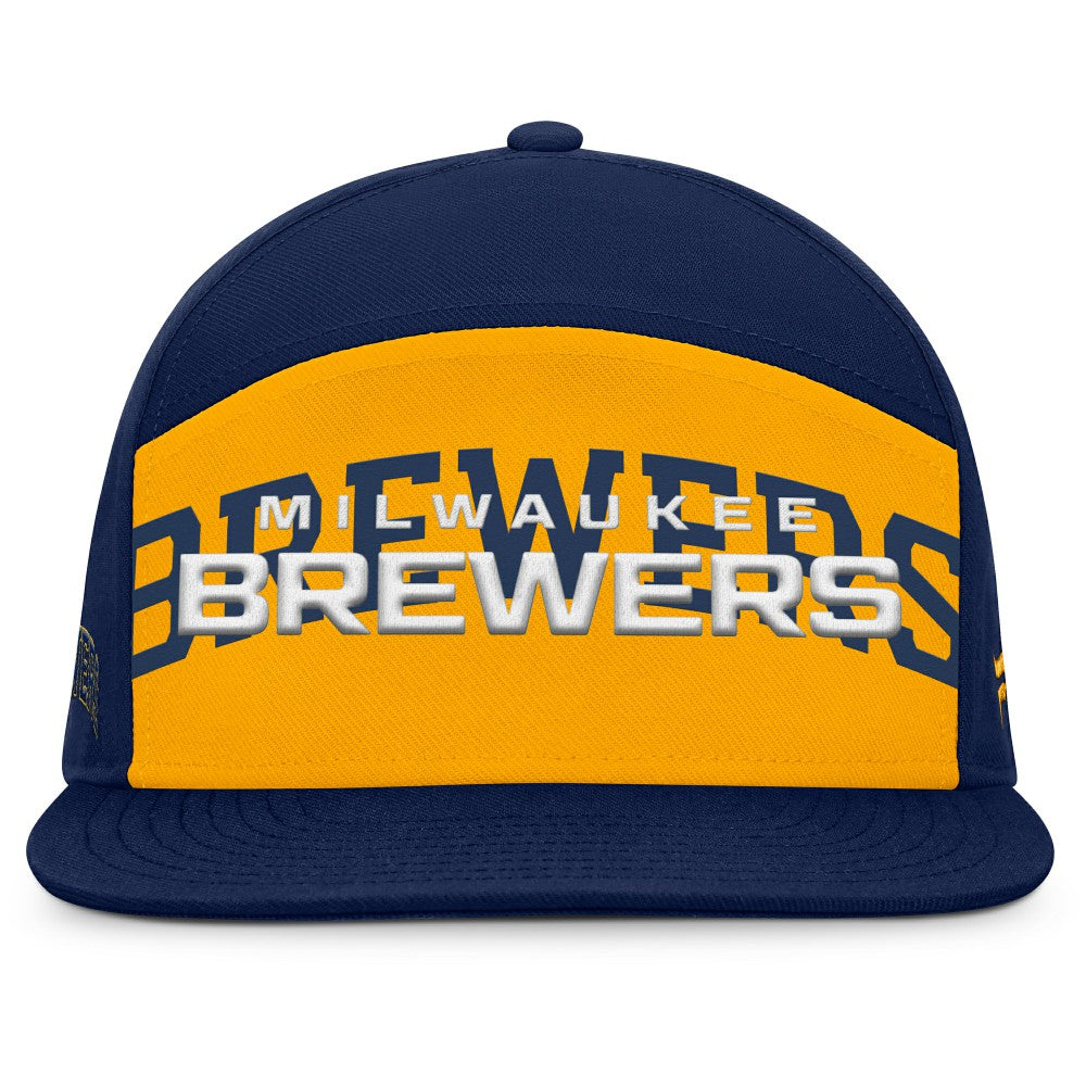 Milwaukee Brewers Fanatics Clubhouse Splitter Snapback Hat - Navy/Gold Hats