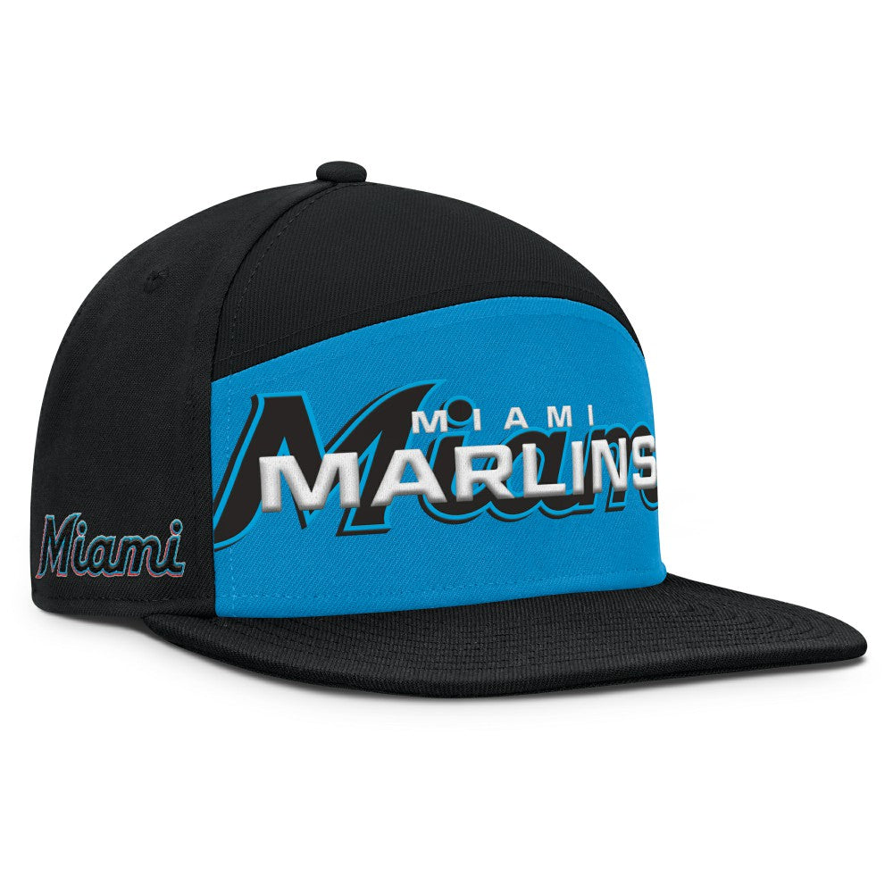 Miami Marlins Fanatics Clubhouse Splitter Snapback Hat - Black/Blue Hats