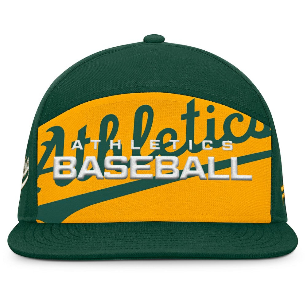 Athletics Fanatics Clubhouse Splitter Snapback Hat - Green/Gold Hats