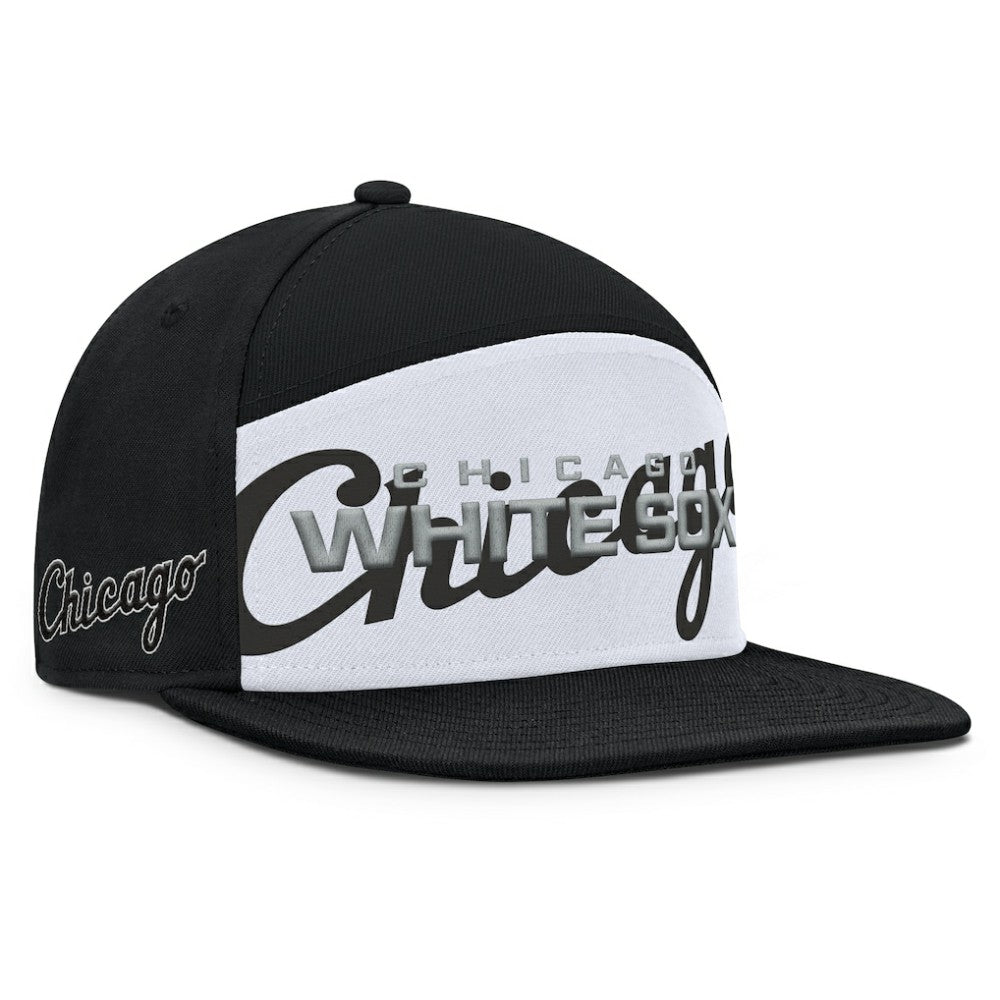 Chicago White Sox Fanatics Clubhouse Splitter Snapback Hat - Black/White Hats