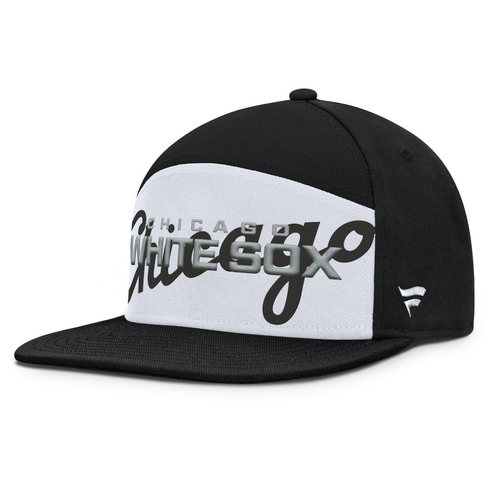 Chicago White Sox Fanatics Clubhouse Splitter Snapback Hat - Black/White Hats