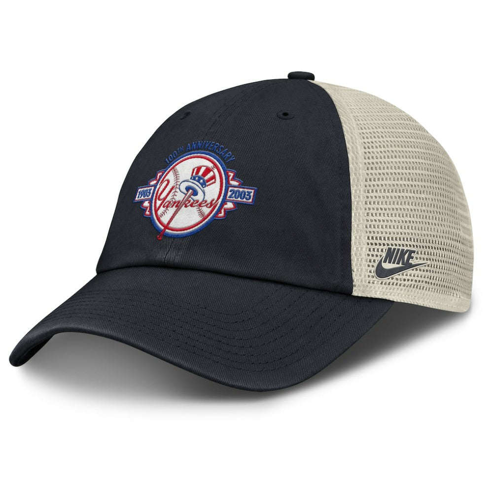 New York Yankees Nike Cooperstown Collection Club Trucker Adjustable Hat - Navy/Natural Hats