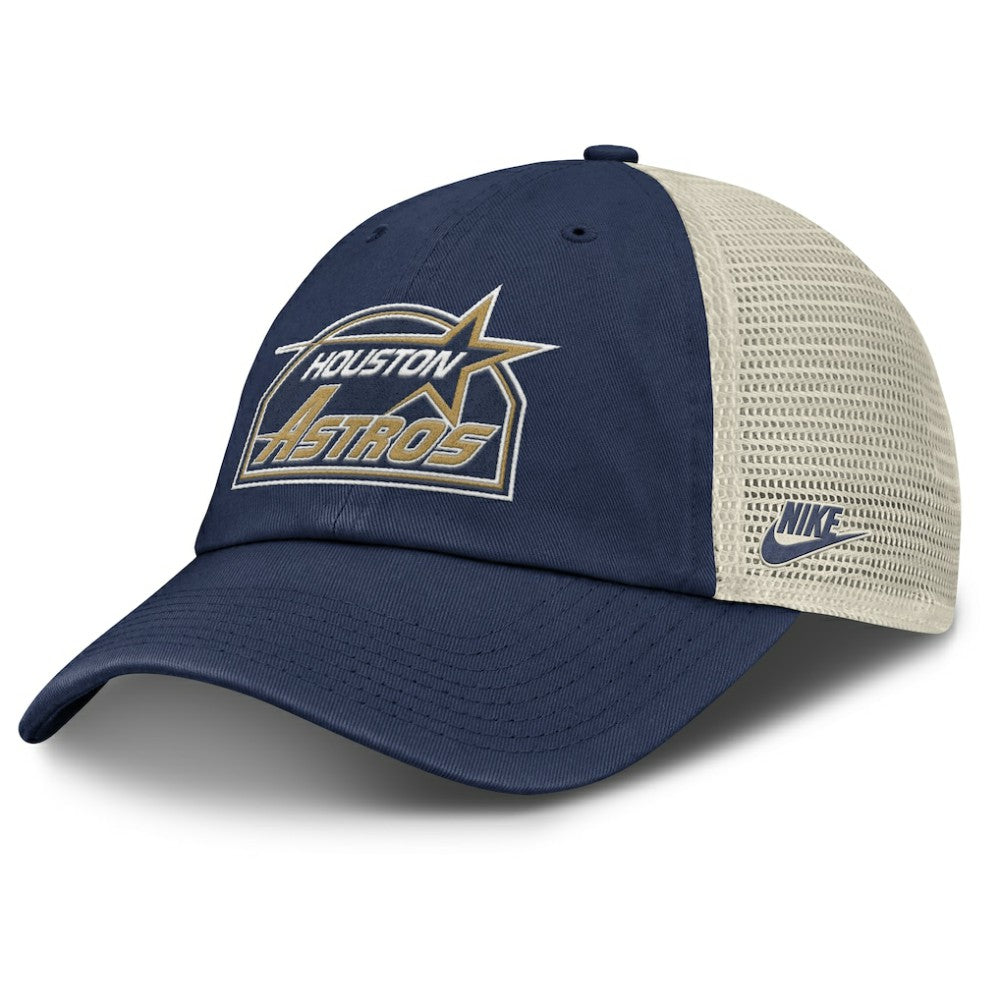 Houston Astros Nike Cooperstown Collection Club Trucker Adjustable Hat - Navy/Natural Hats