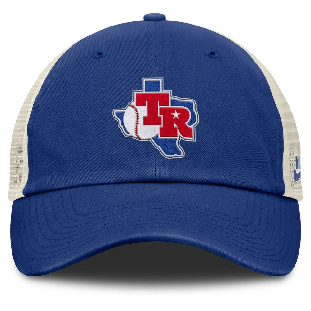 Texas Rangers Nike Cooperstown Collection Club Trucker Adjustable Hat - Royal/Natural Hats