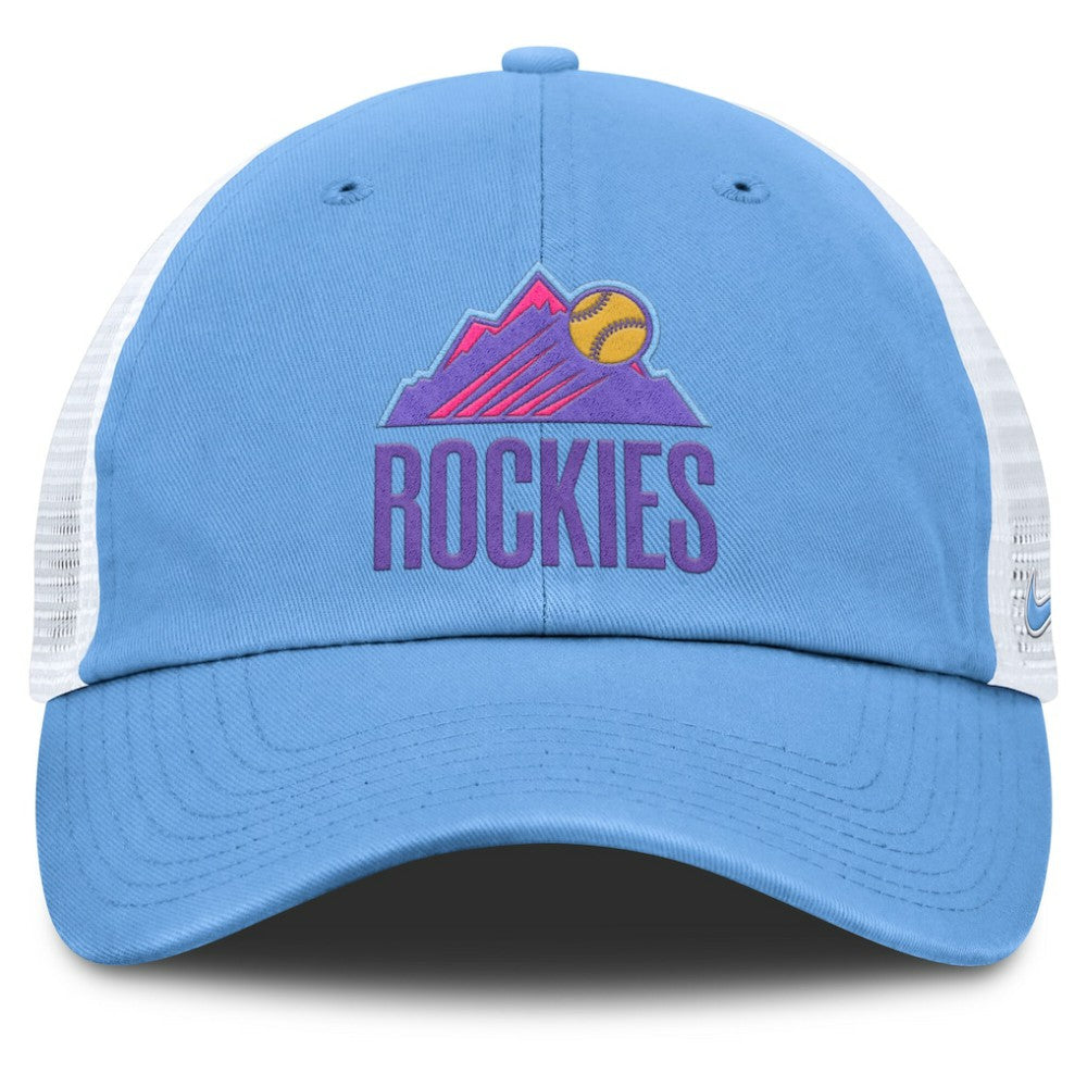 Colorado Rockies Nike Unisex 2025 City Connect Club Adjustable Trucker Hat - Light Blue/White Hats