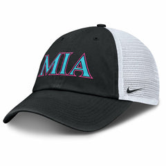 Miami Marlins Nike Unisex 2025 City Connect Trucker Adjustable Hat - Black/White Hats