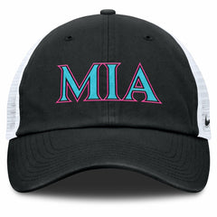 Miami Marlins Nike Unisex 2025 City Connect Trucker Adjustable Hat - Black/White Hats