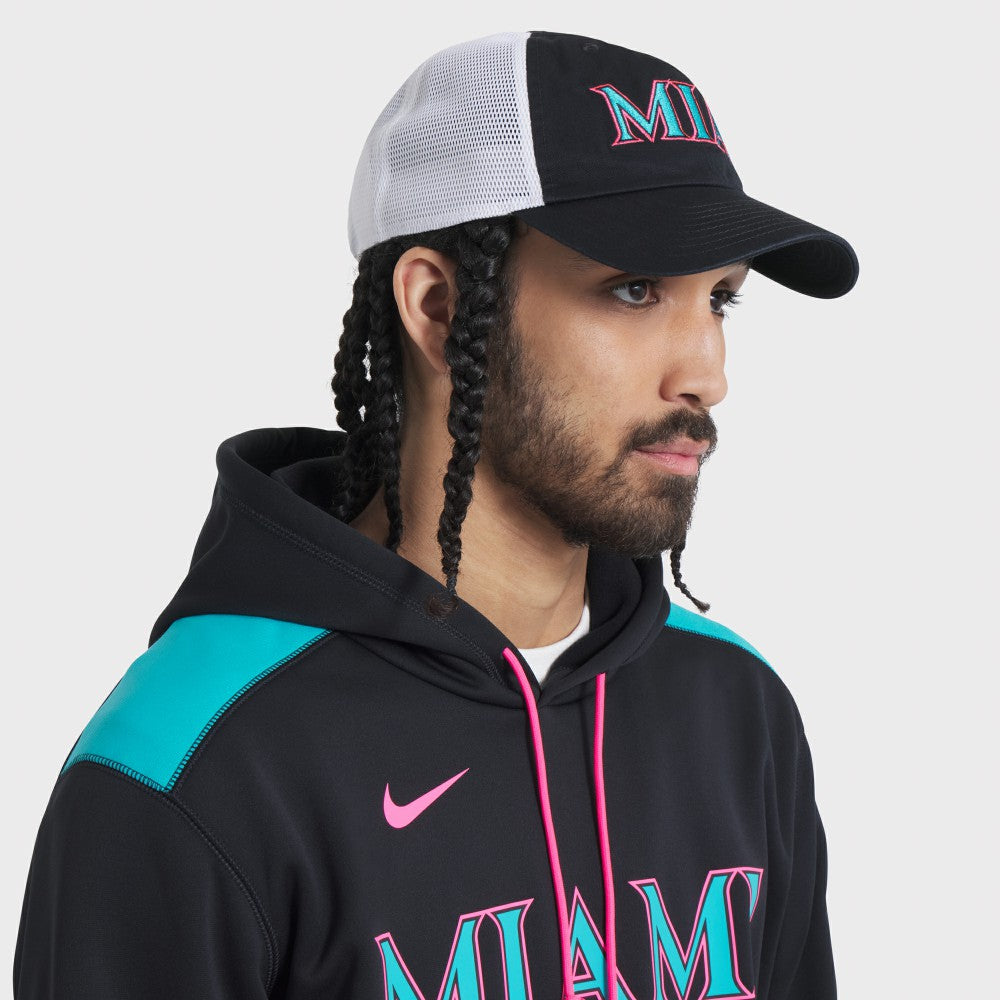 Miami Marlins Nike Unisex 2025 City Connect Trucker Adjustable Hat - Black/White Hats