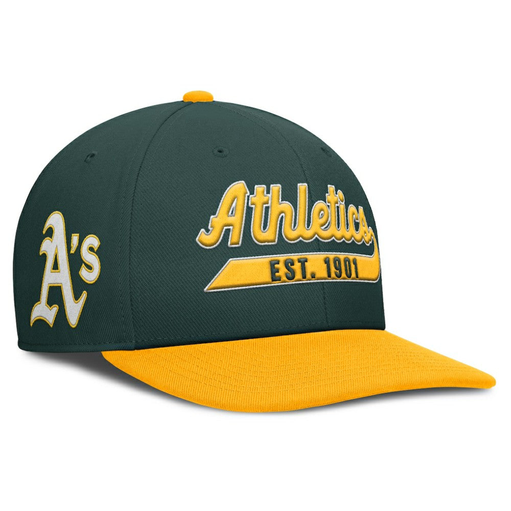 Athletics Nike Pro Performance Snapback Hat - Green/Gold Hats