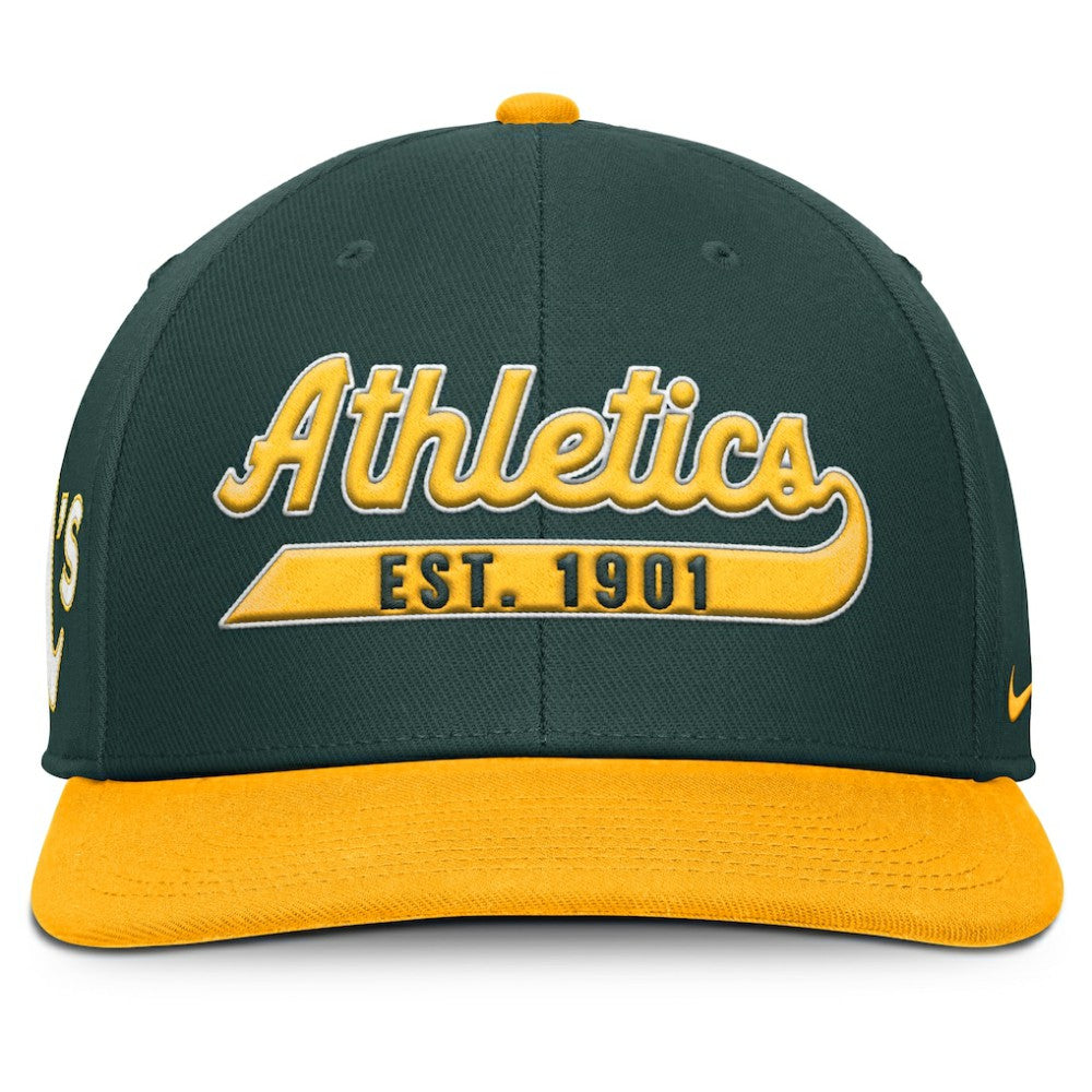 Athletics Nike Pro Performance Snapback Hat - Green/Gold Hats