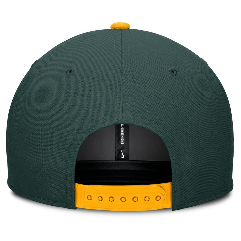 Athletics Nike Pro Performance Snapback Hat - Green/Gold Hats