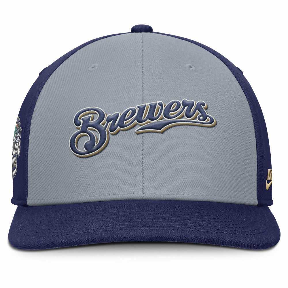 Milwaukee Brewers Nike Pro Performance Snapback Hat - Gray/Navy Hats