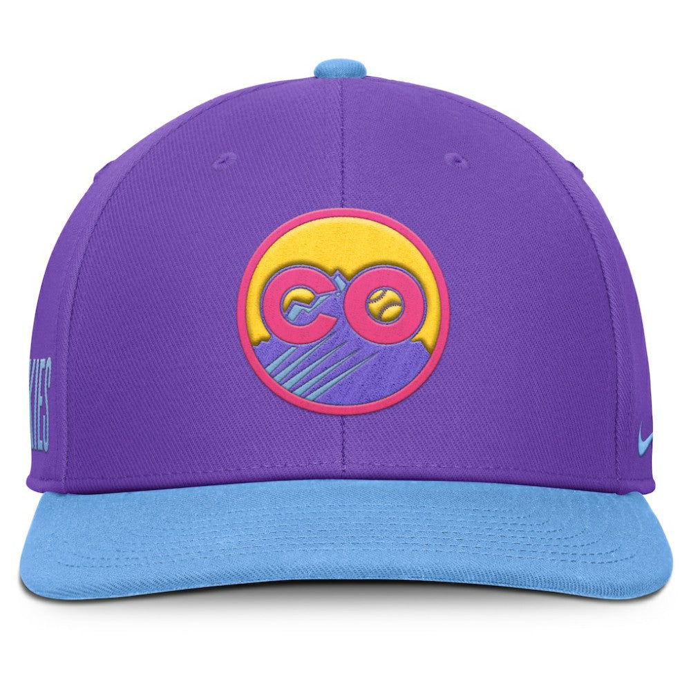 Colorado Rockies Nike 2025 City Connect Pro Performance Snapback Hat - Purple/Light Blue Hats