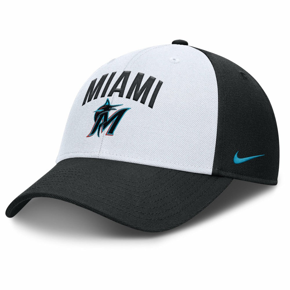 Miami Marlins Nike Club Performance Adjustable Hat - White/Black Hats