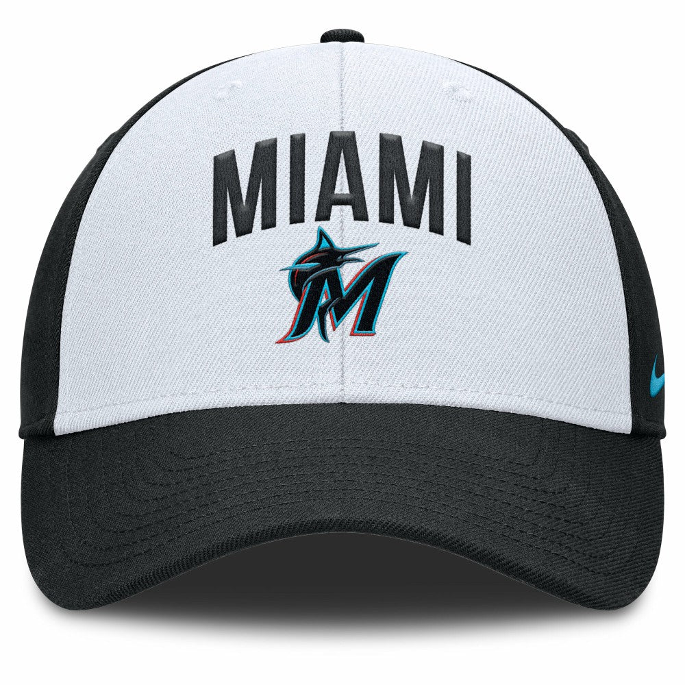 Miami Marlins Nike Club Performance Adjustable Hat - White/Black Hats