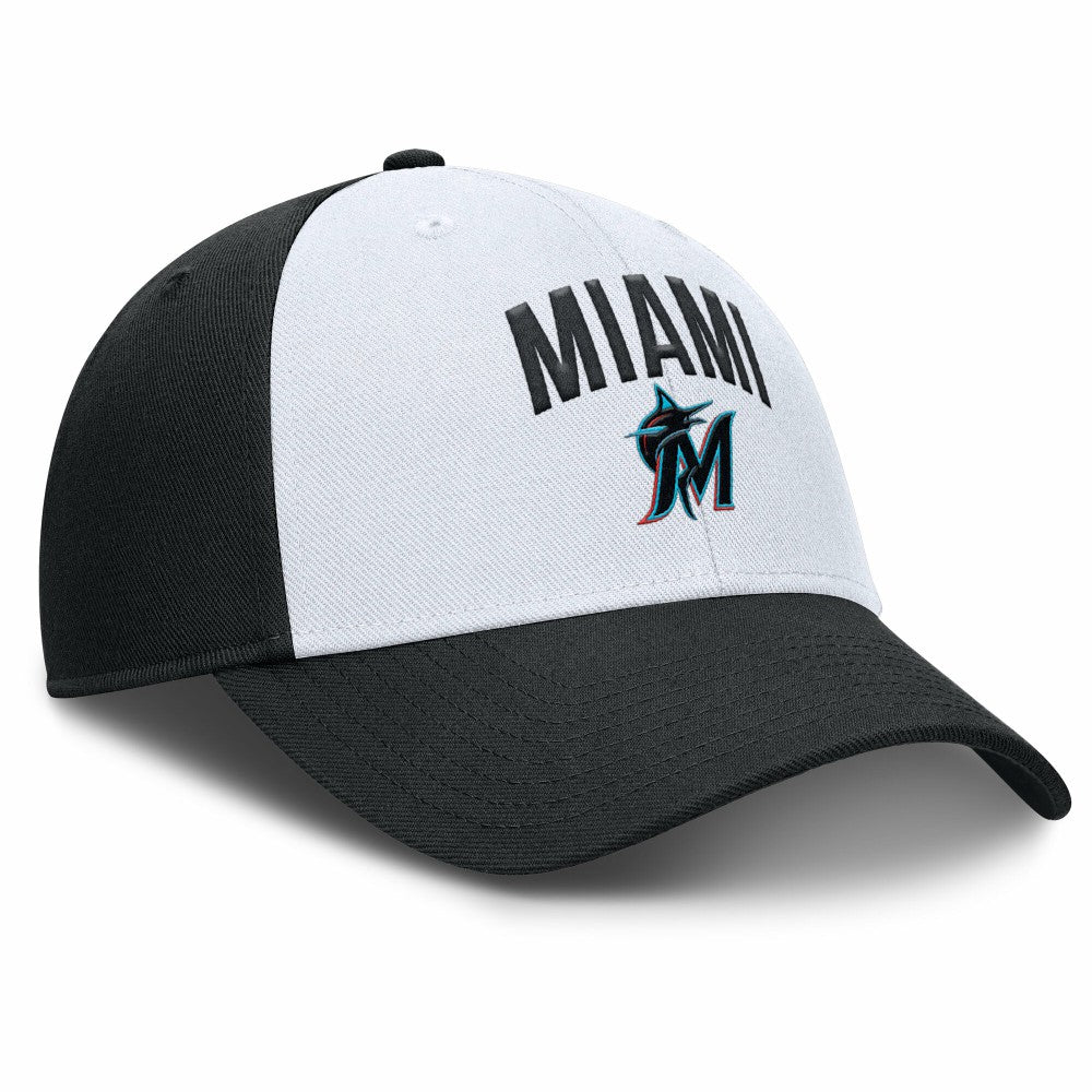 Miami Marlins Nike Club Performance Adjustable Hat - White/Black Hats