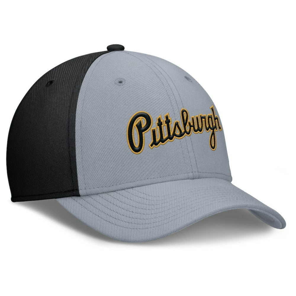 Pittsburgh Pirates Nike Rise Swoosh Performance Flex Hat - Gray/Black Hats