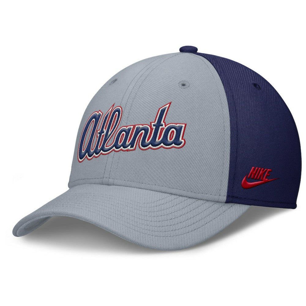 Atlanta Braves Nike Rise Swoosh Performance Flex Hat - Gray/Navy Hats