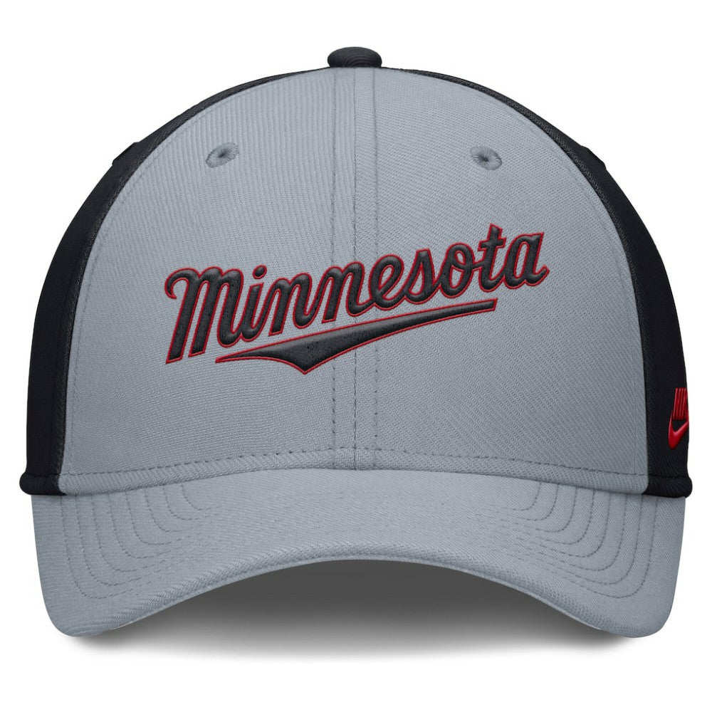 Minnesota Twins Nike Rise Swoosh Performance Flex Hat - Gray/Navy Hats