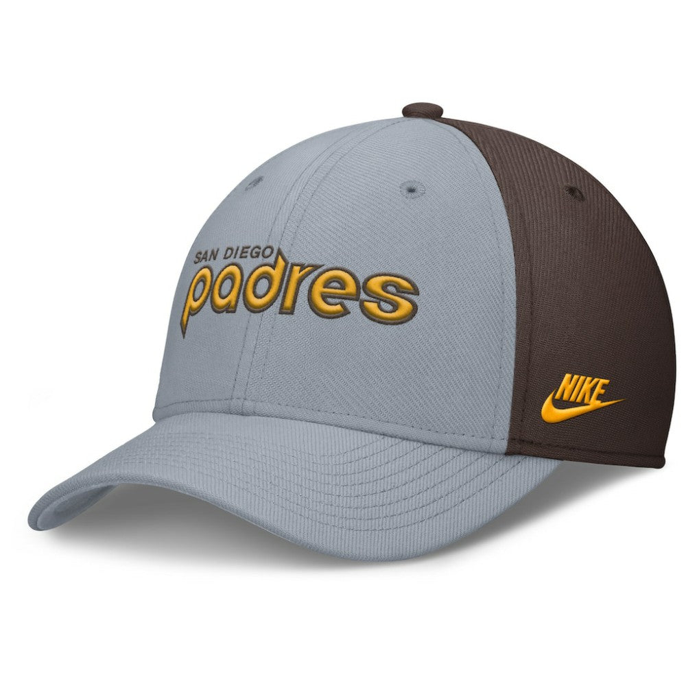 San Diego Padres Nike Rise Swoosh Performance Flex Hat - Gray/Brown Hats