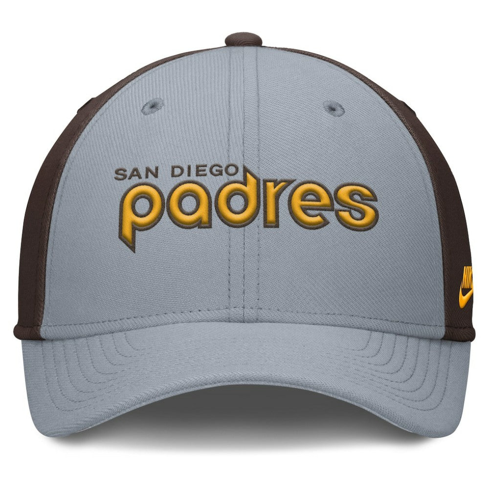 San Diego Padres Nike Rise Swoosh Performance Flex Hat - Gray/Brown Hats