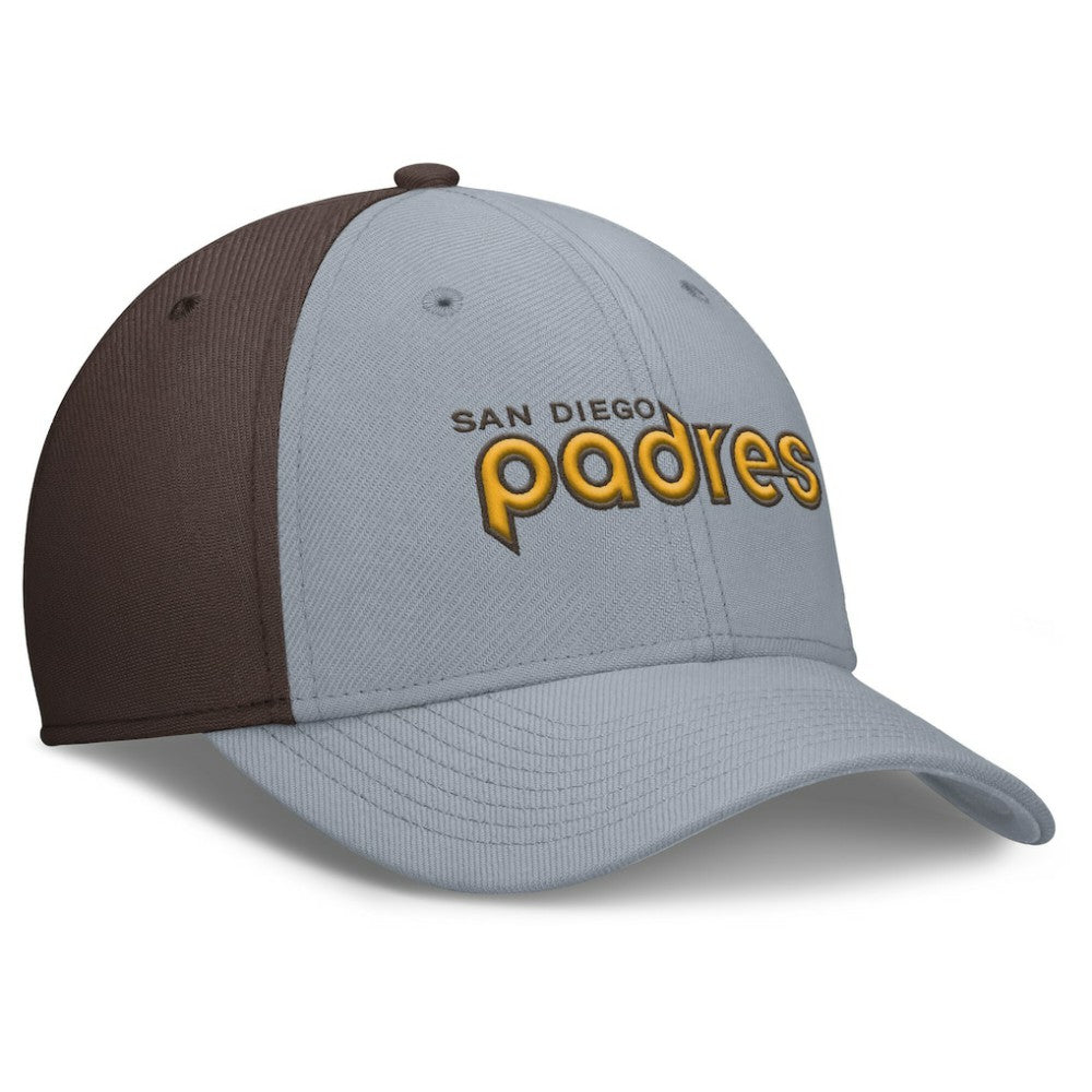 San Diego Padres Nike Rise Swoosh Performance Flex Hat - Gray/Brown Hats