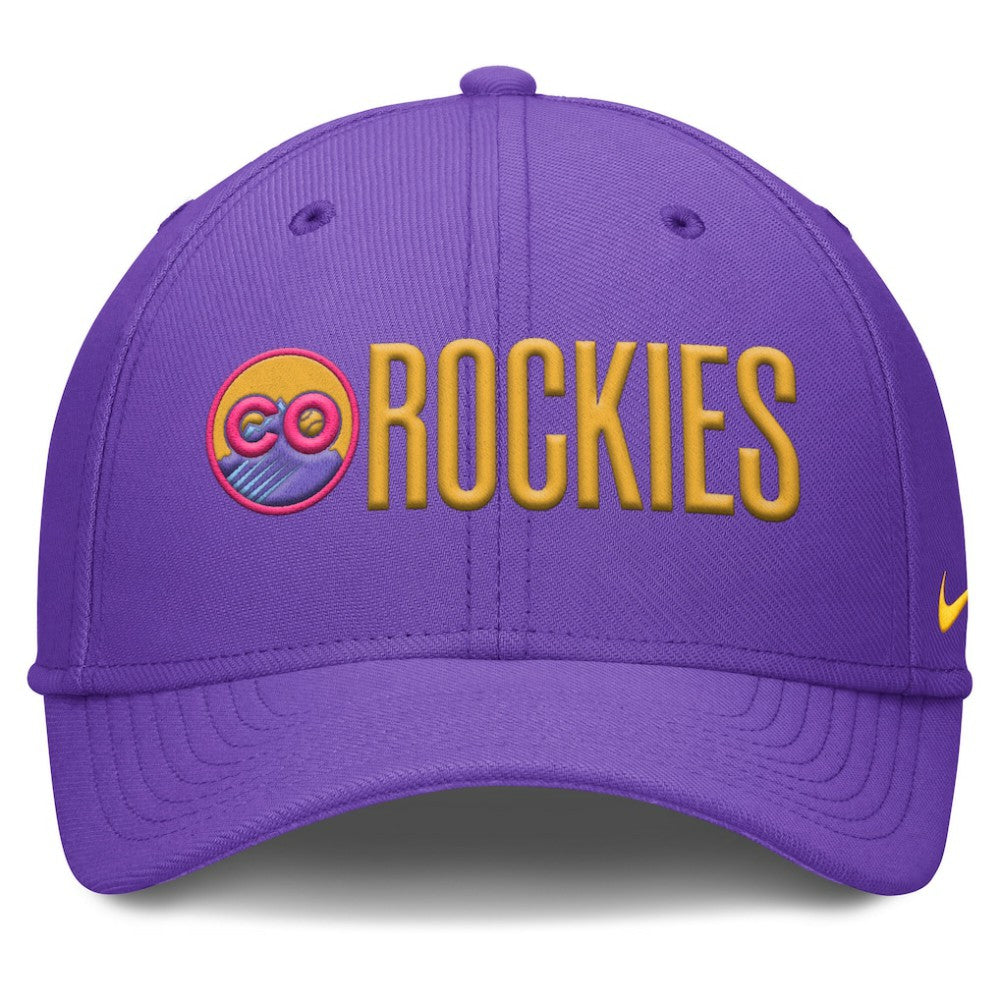 Colorado Rockies Nike 2025 City Connect Rise Swoosh Performance Flex Hat - Purple Hats