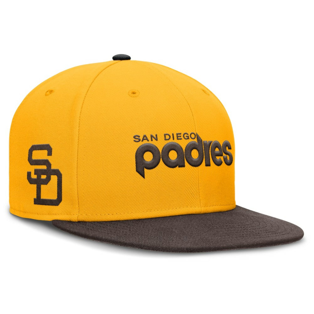 San Diego Padres Nike Cooperstown Two-Tone Dri-FIT Round Bill True Fitted Hat - Gold Hats