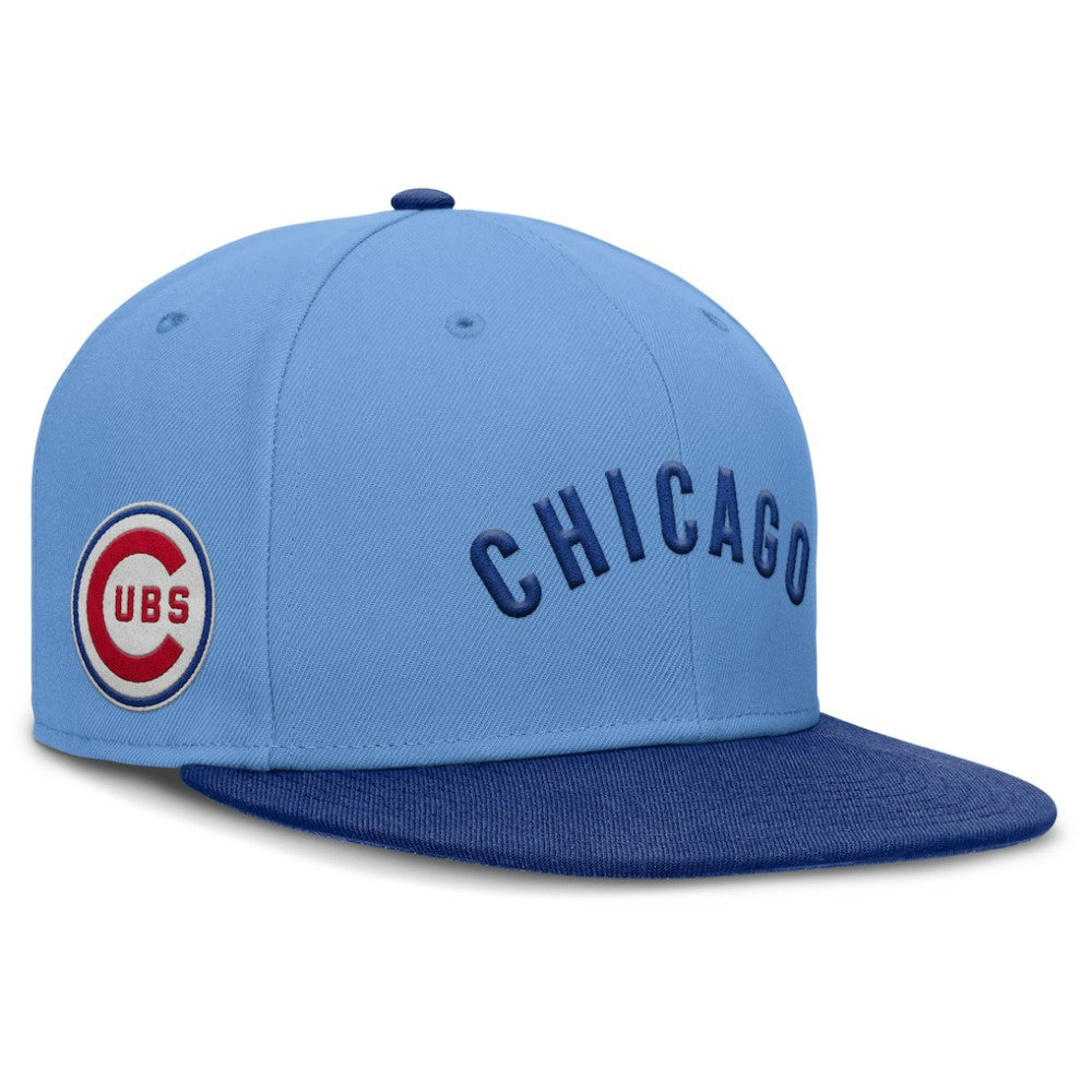 Chicago Cubs Nike Cooperstown Two-Tone Dri-FIT Round Bill True Fitted Hat - Light Blue Hats