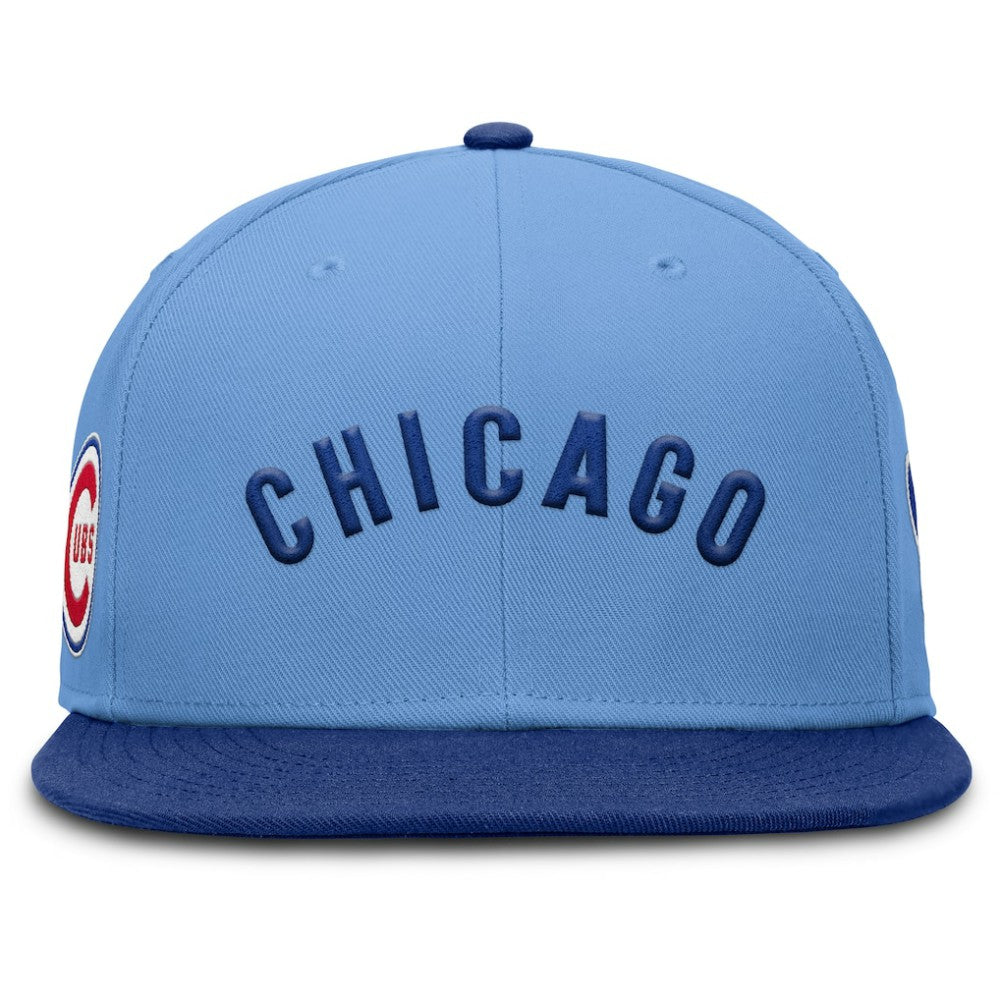Chicago Cubs Nike Cooperstown Two-Tone Dri-FIT Round Bill True Fitted Hat - Light Blue Hats