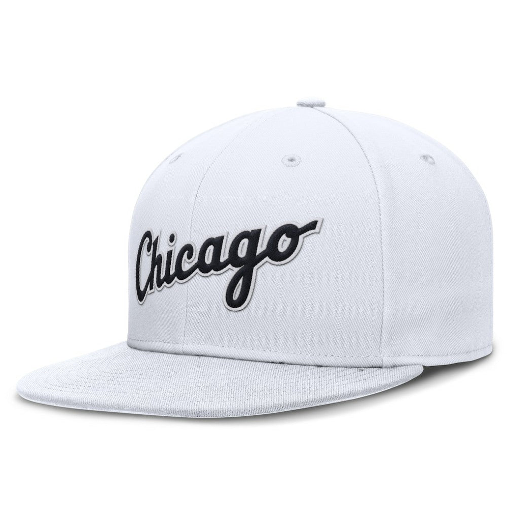 Chicago White Sox Nike Wordmark Dri-FIT Round Bill True Fitted Hat - White Hats