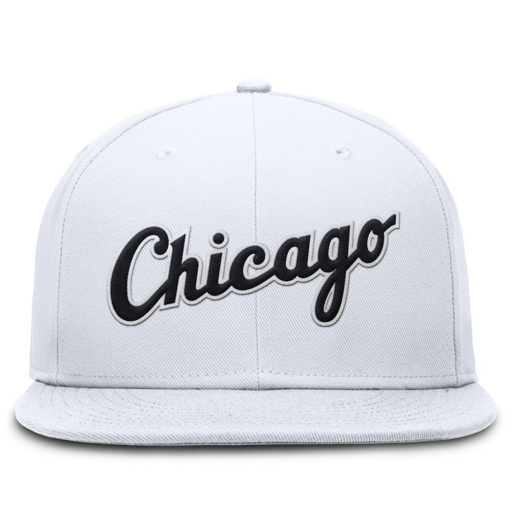 Chicago White Sox Nike Wordmark Dri-FIT Round Bill True Fitted Hat - White Hats