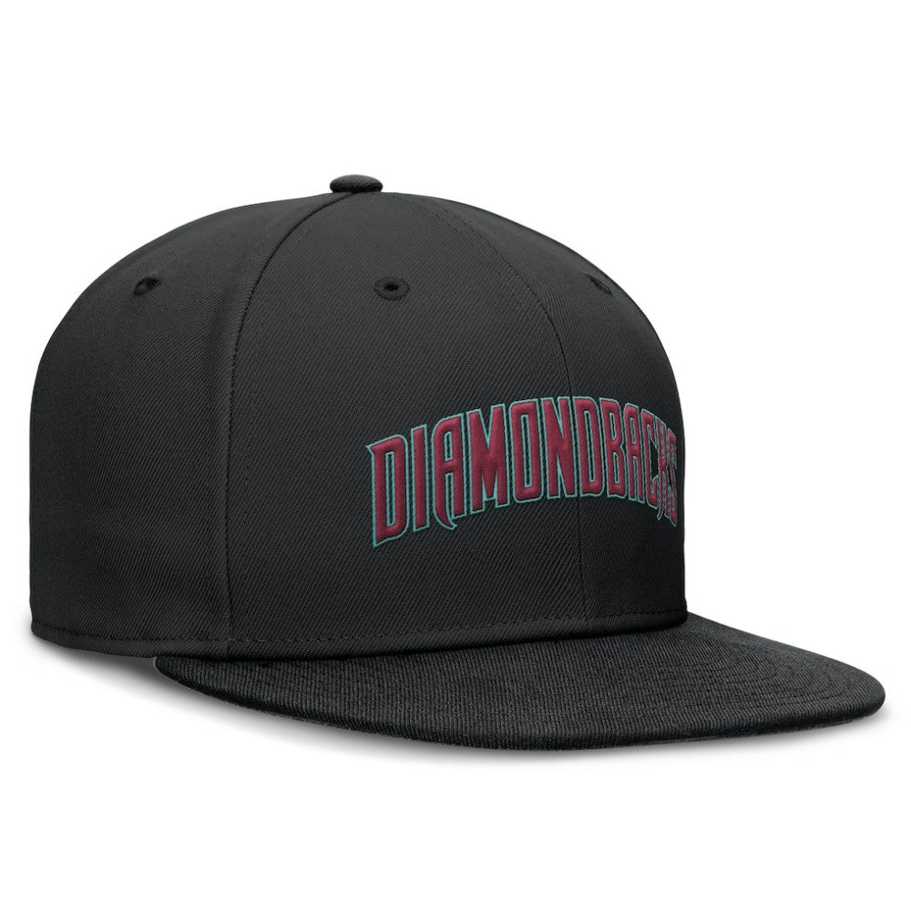 Arizona Diamondbacks Nike Wordmark Dri-FIT Round Bill True Fitted Hat - Black Hats